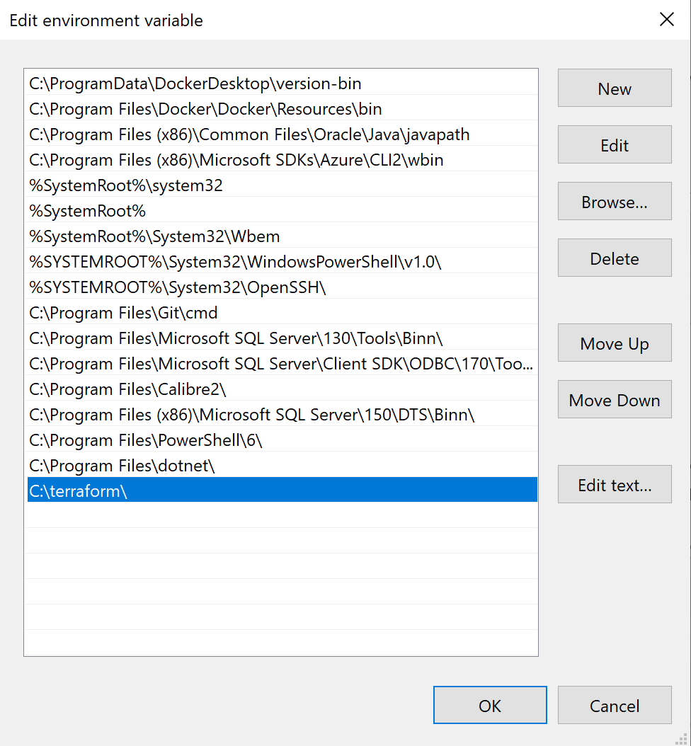 Edit environment variable